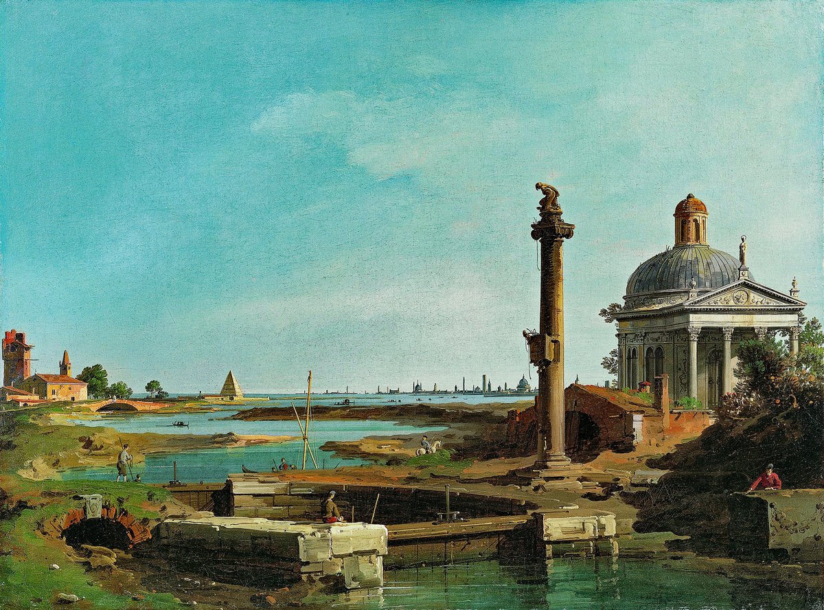 A Lock, a Column, and a Church beside a Lagoon Canaletto, before 1768