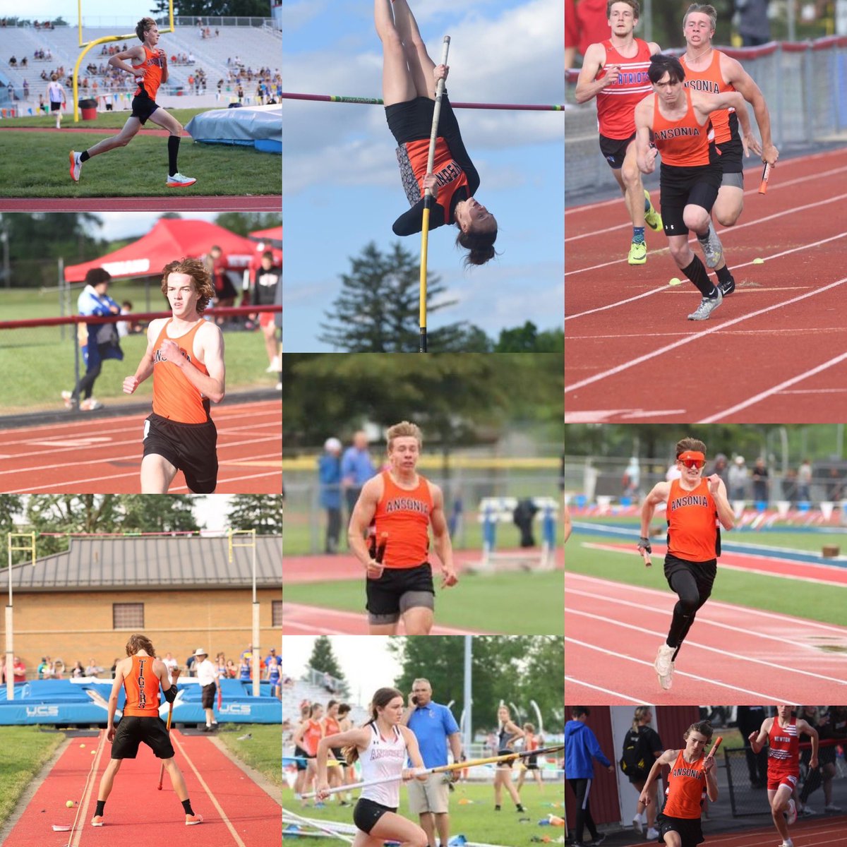 Thursday
3pm- Colleen Steinmetz &amp; London Reichert(Pole Vault)
5:15pm- Brayden Bromagem, Cade Shellhaas, Landon Perry &amp; Luke Ressler (4x200)

Friday
5pm- Cade Shellhaas(Pole Vault)
6:45pm- 4x200 if Qualified 
6:55pm- Matthew Lee(1600)
8pm- Bennett Lehman(3200)
#GoTigers #TigerUp