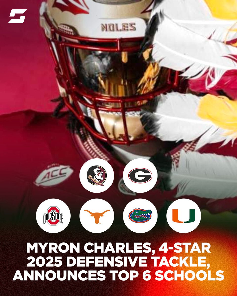 Six schools are in contention to land 4⭐️ DT @MyronCharles95, and half of them are in his home state of Florida 👀🏈 highschool.athlonsports.com/florida/2024/0…