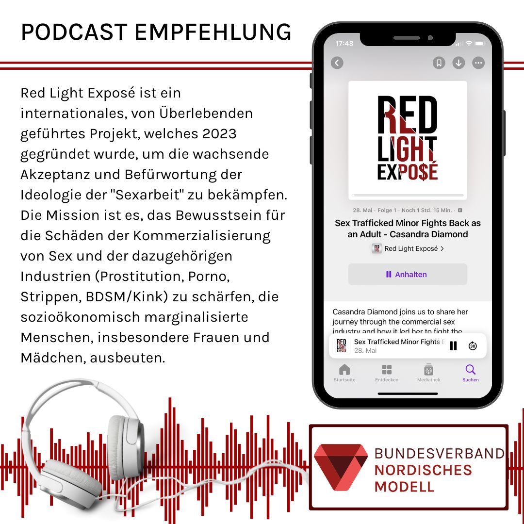 PODCAST EMPFEHLUNG
@RedLightExpose ist ein internationales, von Überlebenden geführtes Projekt, welches 2023 gegründet wurde, um die wachsende Akzeptanz und Befürwortung der Ideologie der 'Sexarbeit' zu bekämpfen.
1/4
#stopsexkauf #podcast #listentosurvivors #RED_LIGHT_EXPOSE