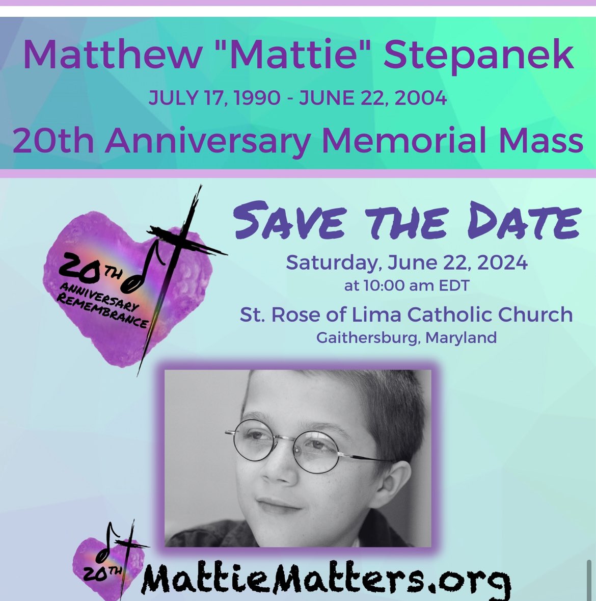 Come and pray with us as we rejoice in the life and legacy of #MattieStepanek!

#MattieMatters #MattiesCause #MattiesGuild