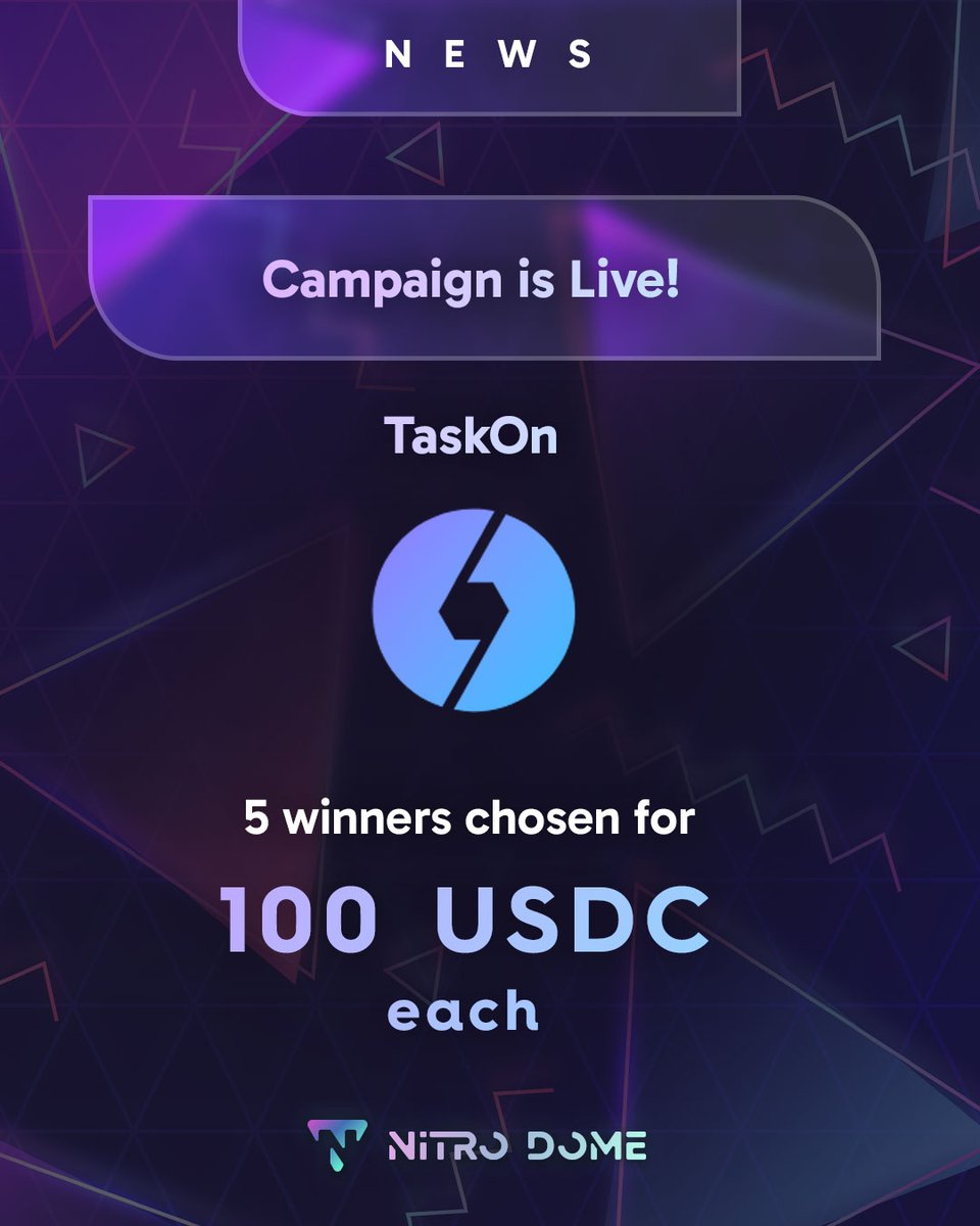 New NitroDome News!🗞️

Giveaway Has Been Activated🎉

To enter, visit this link below👇

taskon.xyz/campaign/detai…

Complete the social tasks listed and be entered into the running at a shot for 100 USDC✅

NitroDome's #GamingTech is Arriving Soon...Get involved & Good Luck!🍀