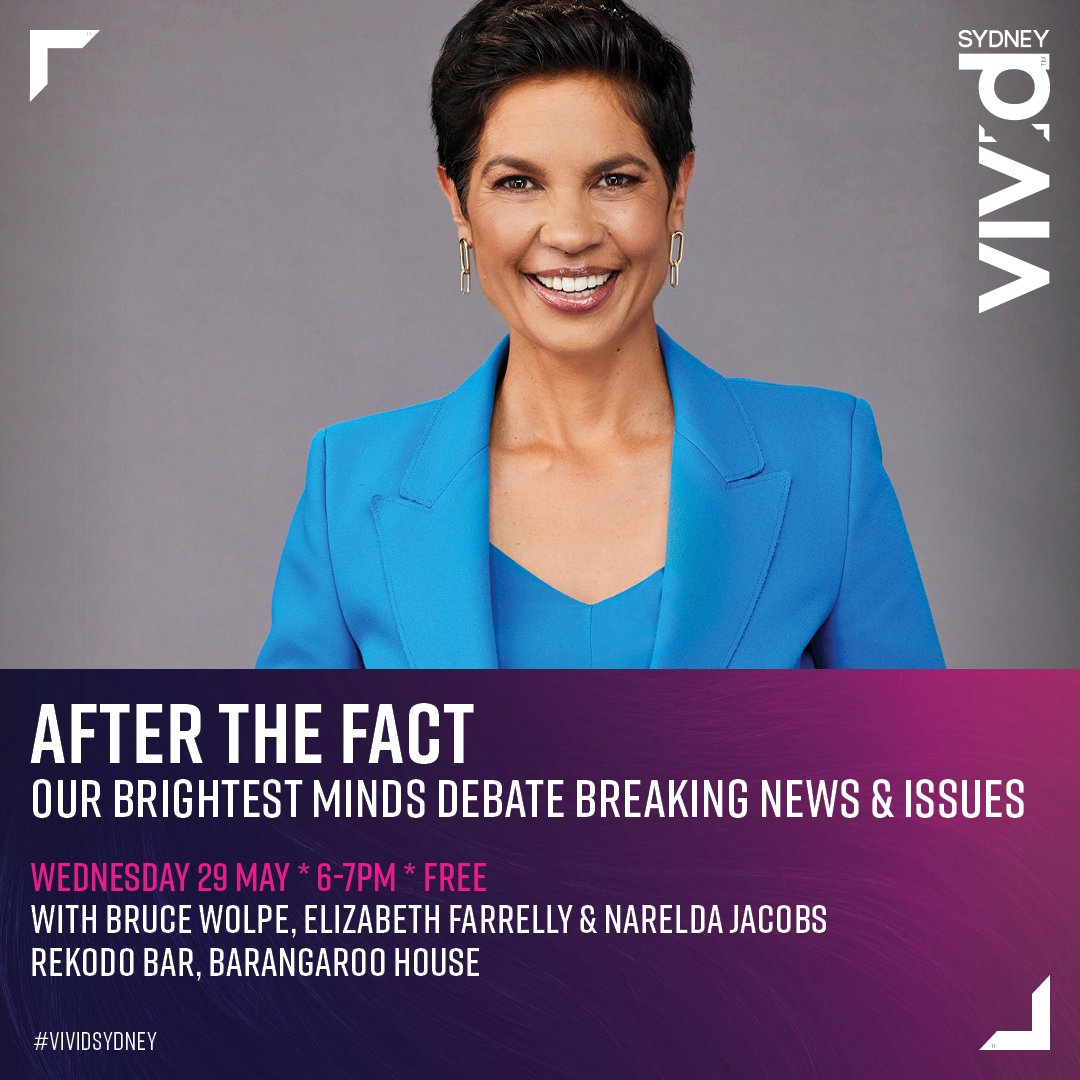 A fascinating conversation @ After the Fact last night with @TheLyonsDen, @TobyWalsh & Rhoda Roberts - @abcnews really should be streaming these! Stop by Redoko @ 6pm tonight for post-work wine & erudition as Tom Wright hosts @emfarrelly, @NareldaJacobs10 & @bwolpe. #vividsydney