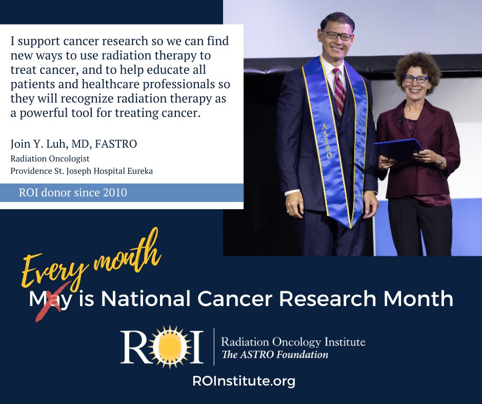 Every person living with cancer deserves access to the best radiation therapy. That's why @j_luh supports ROI as a volunteer and donor. Join him at ROInstitute.org/donate.
Because every month is #NationalCancerResearchMonth