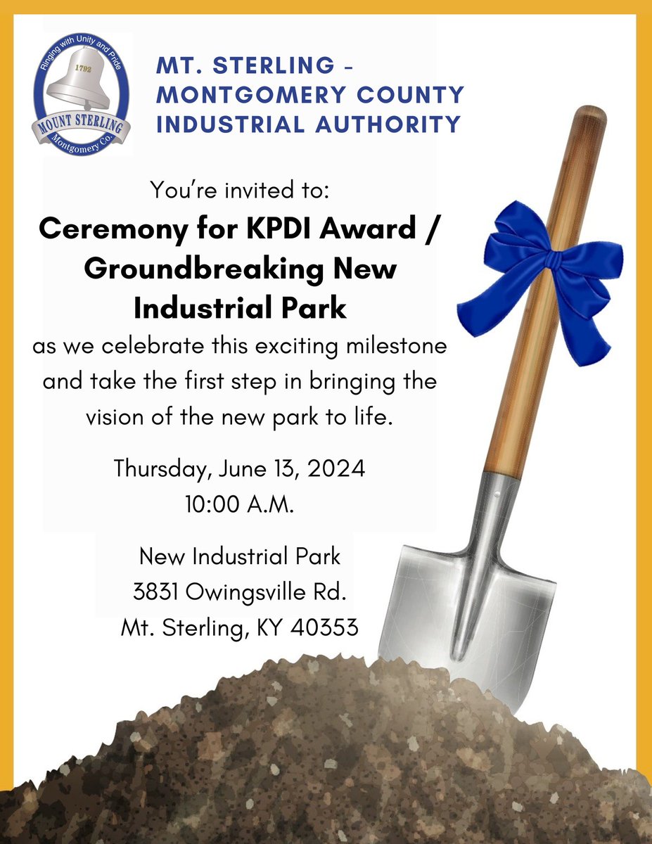 Thankful for KPDI <a href="/CEDkygov/">Kentucky Cabinet for Economic Development</a> creating more opportunities for economic development in Kentucky.  Recently we closed on a parcel of land in Mt. Sterling to create a new industrial park.   #siteselection #economicdevelopment <a href="/LeaderAdkins/">Rocky Adkins</a> <a href="/JColemanKY/">Jacqueline Coleman</a>
