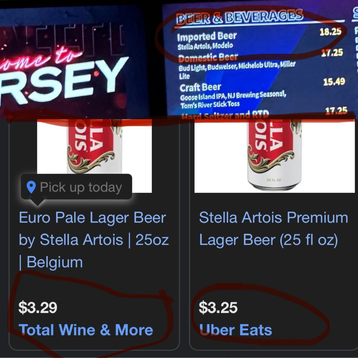 This is a joke right? Having a beverage at Prudential Center constitutes a $15 markup from the profits our local businesses are making? I get there will be some markup at a venue but $15 more?!?! When does it stop?!?!
