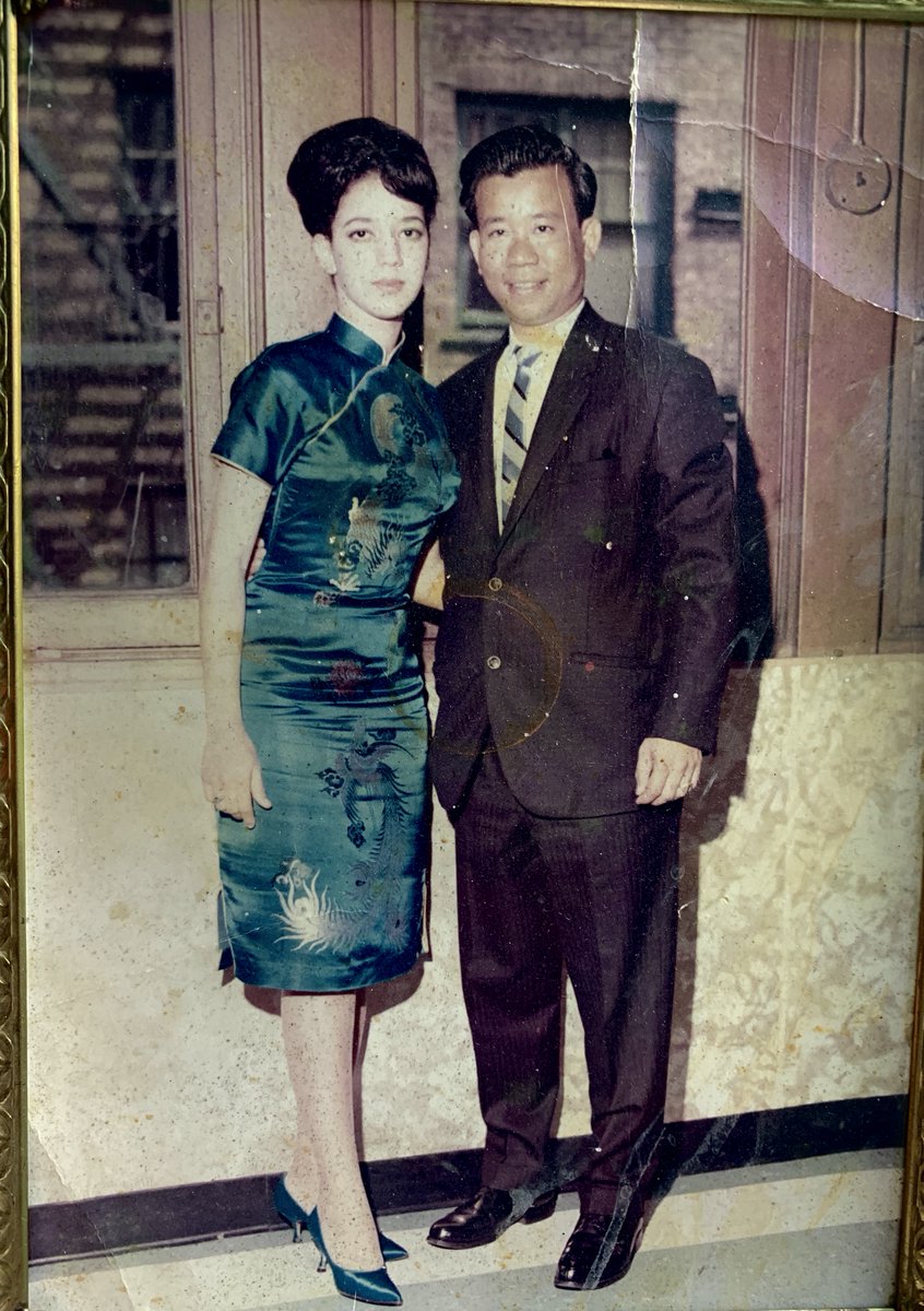 TheMoth's tweet photo. On this week's #MothRadioHour on the #MothPodcast, stories from the double helix! Here's a #storyextra of @CarmenSense's mother and Papi Wong at their engagement party in 1962 from her story about uncovering the complicated layers of her family's past. https://t.co/TYYUYFD2uy