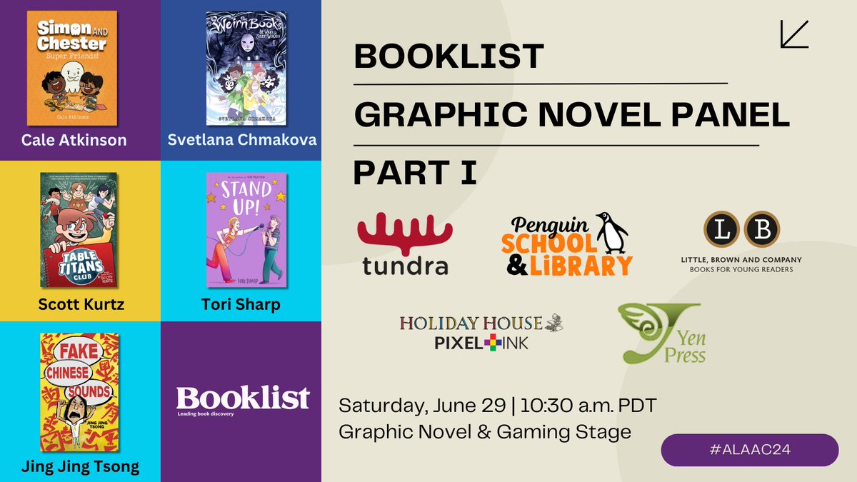 Are you ready to #ReadGraphic with us at #ALAAC24? Then be sure to attend both our GN panels on Saturday, June 29! Our first panel at 10:30 a.m. PDT will feature:
💭@2dCale
💭@svetlania
💭@pvponline
💭Tori Sharp
💭Jing Jing Tsong
Add to your scheduler now: cdmcd.co/zEEBY8