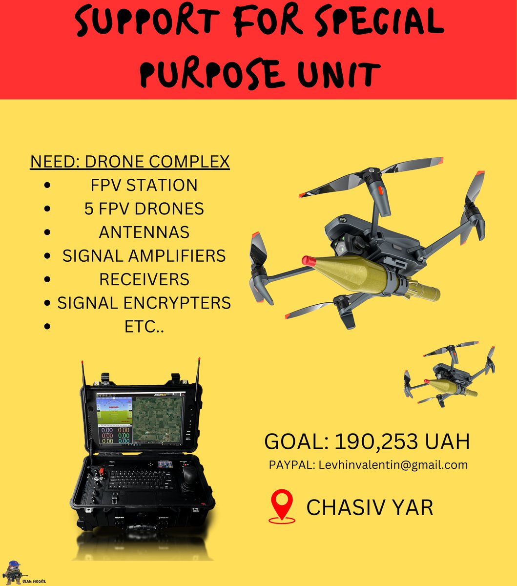 A drone complex is needed near Chasiv Yar! This includes an FPV control station, 5 FPV drones, antennas, amplifiers, receivers, and other equipment

Please share, boost, and donate 🙏💙💛

Donate:
Monobank: send.monobank.ua/jar/3MrkYX5Zha
PP: Levhinvalentin@gmail.com