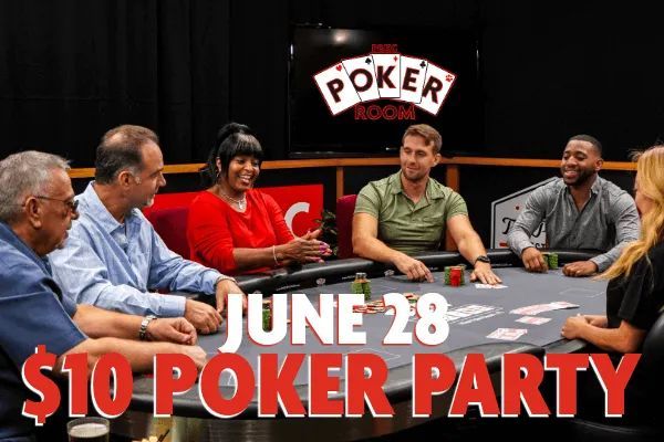 The $10 Poker Party is back on June 28 at 6:15pm! It’s a great opportunity for new players to get in the game. $1000 guaranteed prize pool. $10 entry, $10 rebuys, and $10 add-on at the break. #poker #pokerparty #pokertournament #westpalmbeach #southflorida