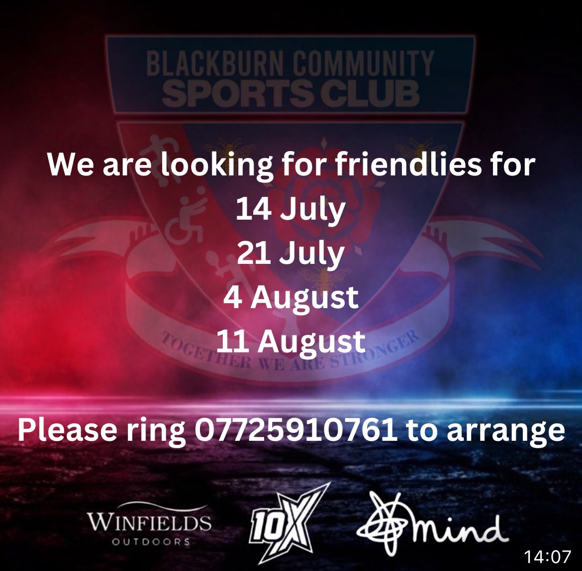 We have a few dates available for pre season friendlies for our first team. Please get in touch if you'd like to play us.