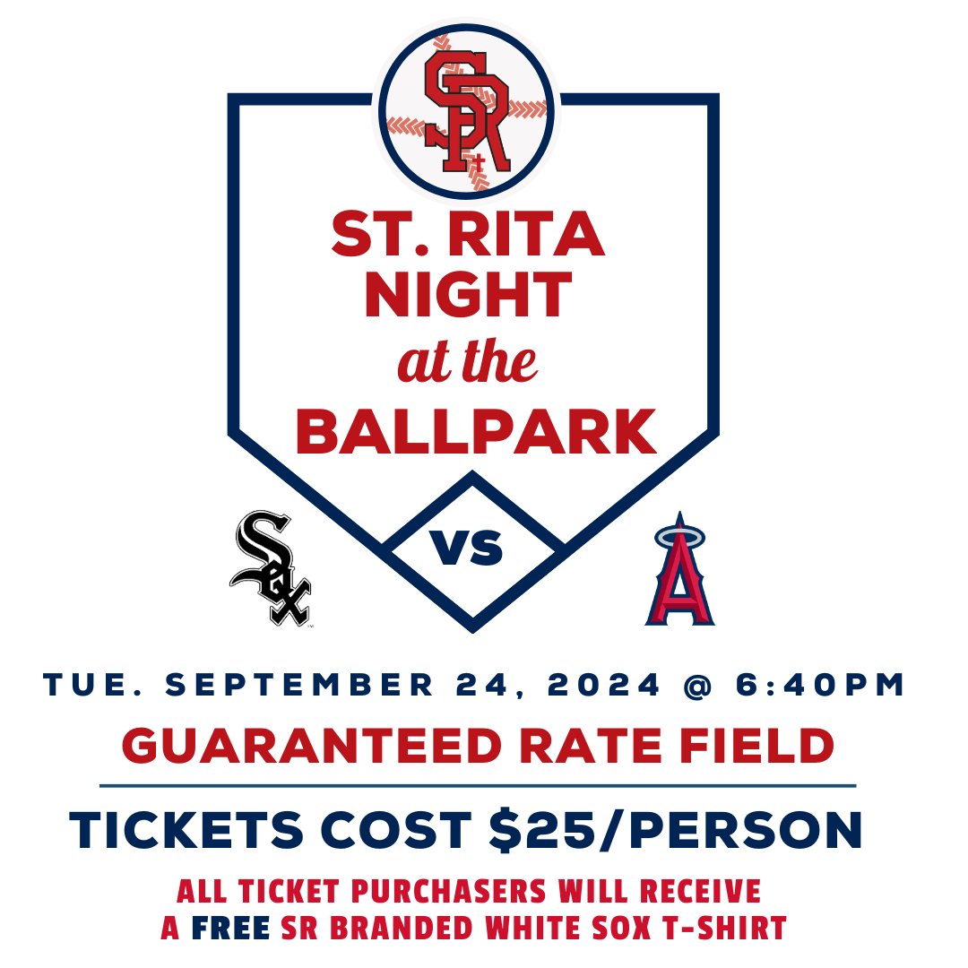 Our St. Rita Night at the Ballpark has been rescheduled to Tuesday, September 24 at 6:40 PM. Learn more and purchase your tickets today: stritahs.com/alumni-events/… #strita #stritaofcascia #stritanightattheballpark