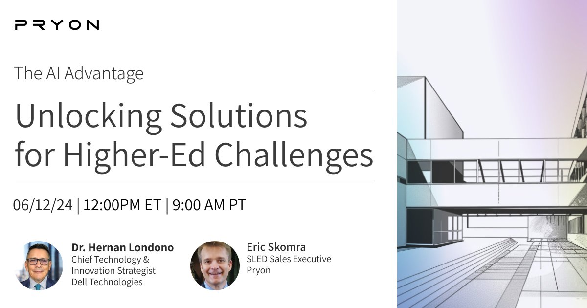 #Webinar: Join us June 12 for a discussion on #AI’s role in solving critical challenges for #HigherEducation

Register now: bit.ly/4bzQcFI  

#ArtificialIntelligence #HigherEd #KnowledgeManagement
