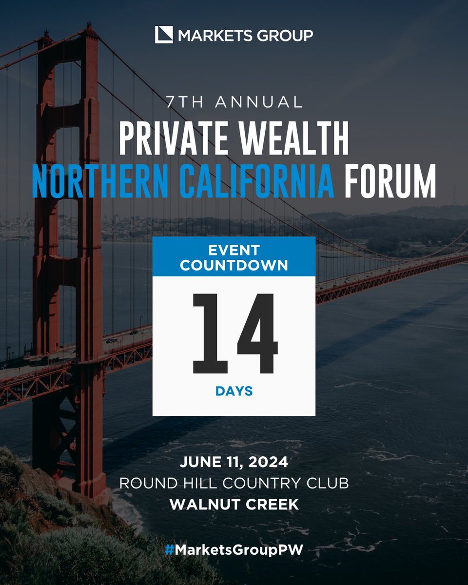 The 8th Annual Private Wealth Northern California Forum will happen in 2 weeks! Don't miss out on the leading private wealth event in Walnut Creek. Register now ➡️ marketsgroup.org/forums/private… #marketsgroupPW