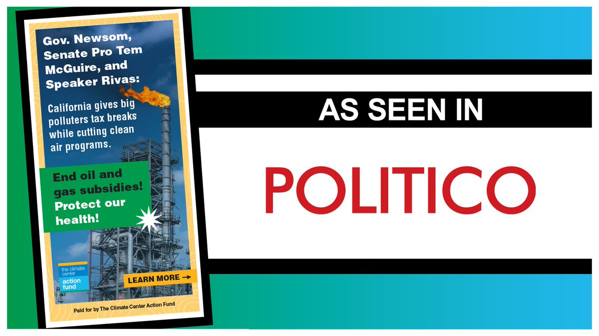 Governor @GavinNewsom, Senate Pro Tem @ilike_Mike and Speaker @RobertRivas_CA: see us in Politico this week. 

Thanks to you- #California leadership- for holding polluters accountable rather than giving out tax breaks!
 #MakePollutersPay  

@climatecampaign