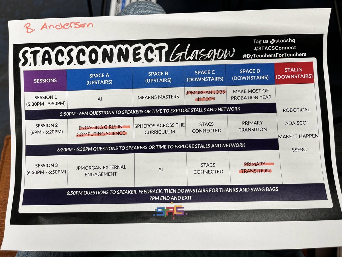 MissBAnd_comp's tweet photo. Thanks so much to @stacshq for such an interesting and informative night. Was great to meet so many other teachers and old pals. Come away with a few ideas of how we can advance computing science in our school :D @stcolumbasfife #STACSConnect #ByTeachersForTeachers https://t.co/KdQKYhEptv
