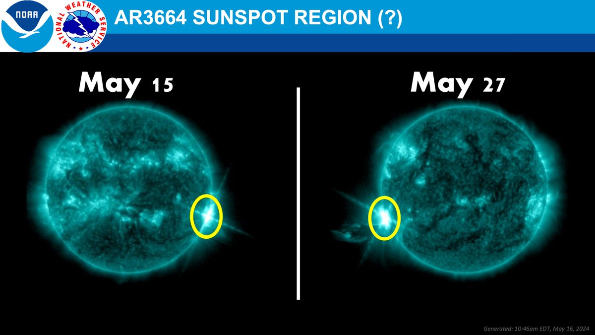 Remember the Sun's Region 3664 (AR3664)? Region 3664 is the huge sunspot group responsible for the impressive May 2024 solar storms and widespread auroras. Space weather scientists believe it MAY be reemerging on the sun's southwestern limb. spaceweather.gov for updates.