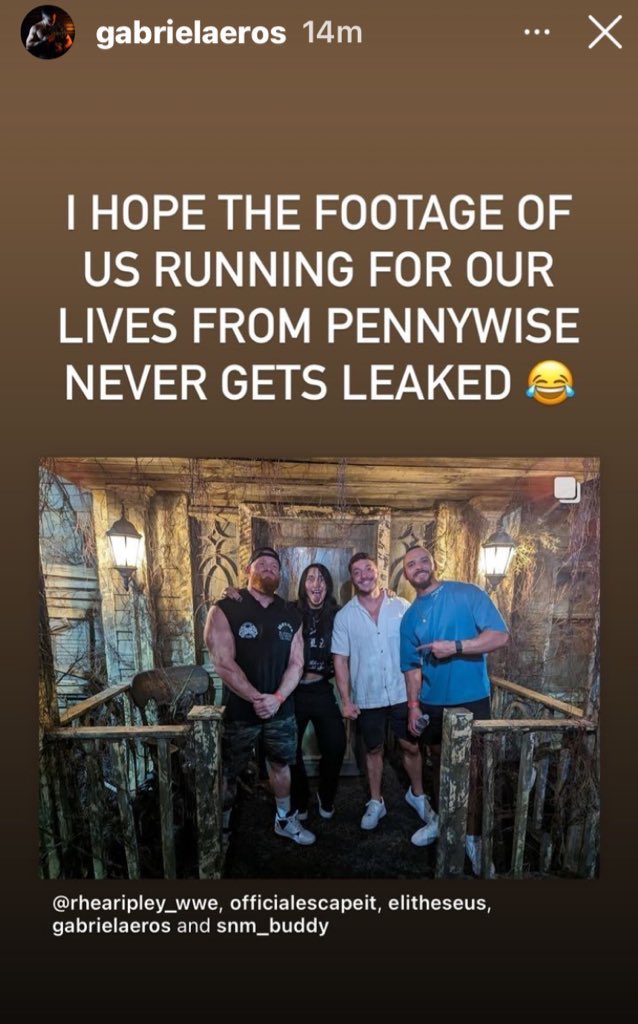 I NEED THAT SHIT LEAKED RIGHT FUCKING NOW!!! I BET @RheaRipley_WWE WAS ABOUT TO RIPTIDE PENNYWISE!! WHEN HE CAN RUNNING OUT LIKE HE DID 🤣
@RheaRipley_WWE @SNM_Buddy @GabrielAeros