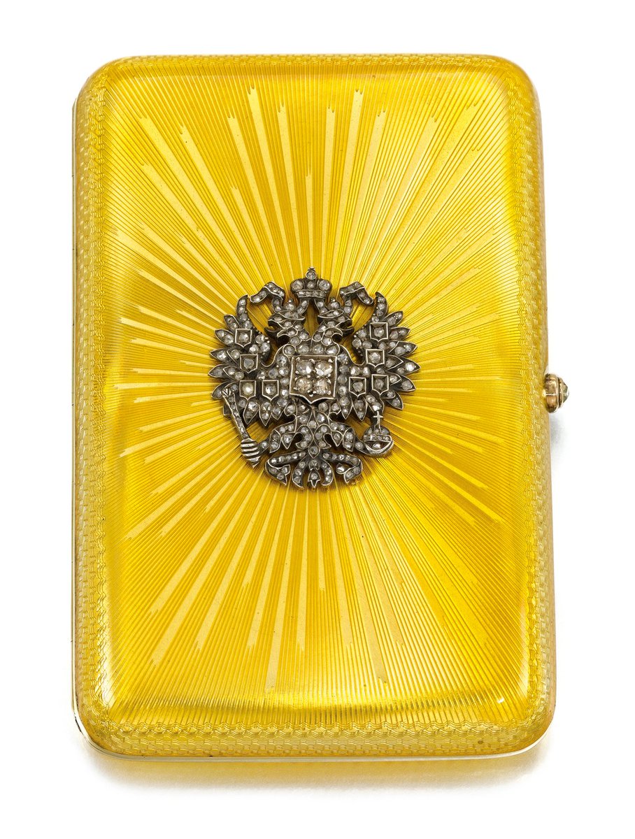 Jewelled and enamelled gold cigarette case. Fabergé. 1902. Image: Sothebys