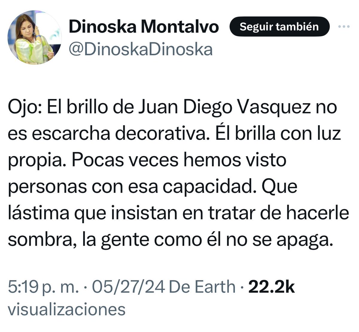 La nueva ministra designada de Gobierno, Dinoska Montalvo, dice lo que piensa sobre Juan Diego Vásquez. Habla claro.
