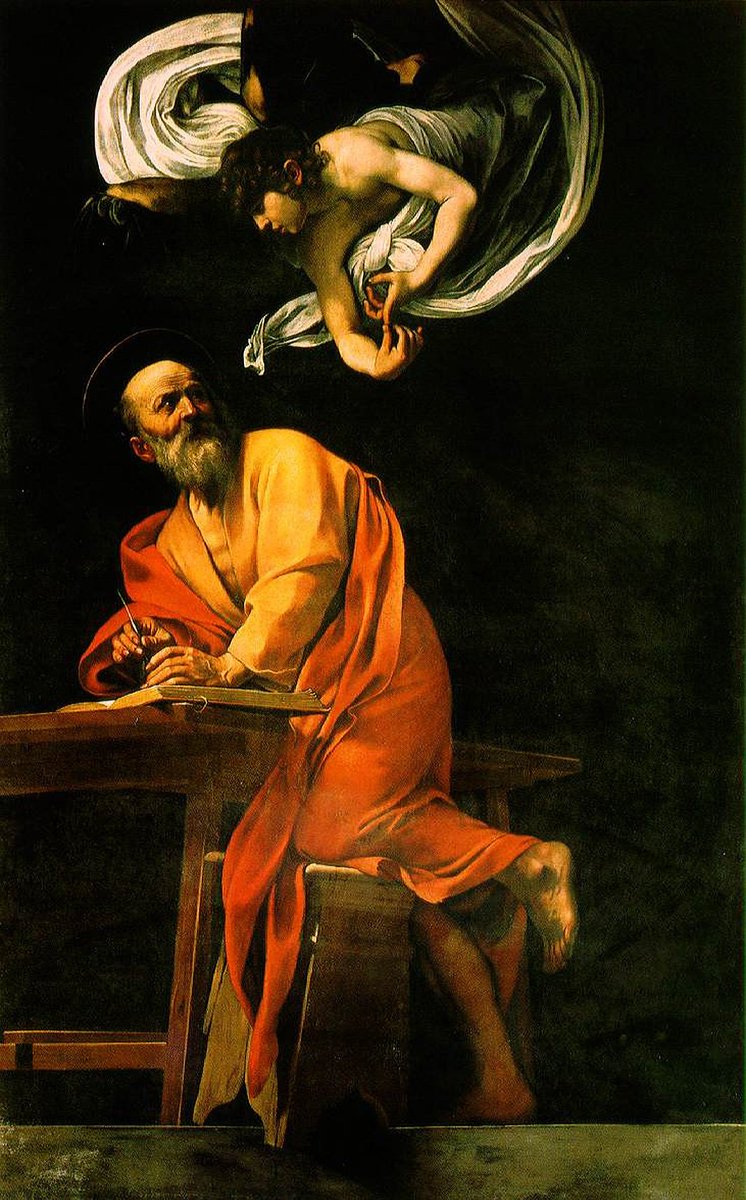 Caravaggio, The Inspiration of Saint Matthew, 1602