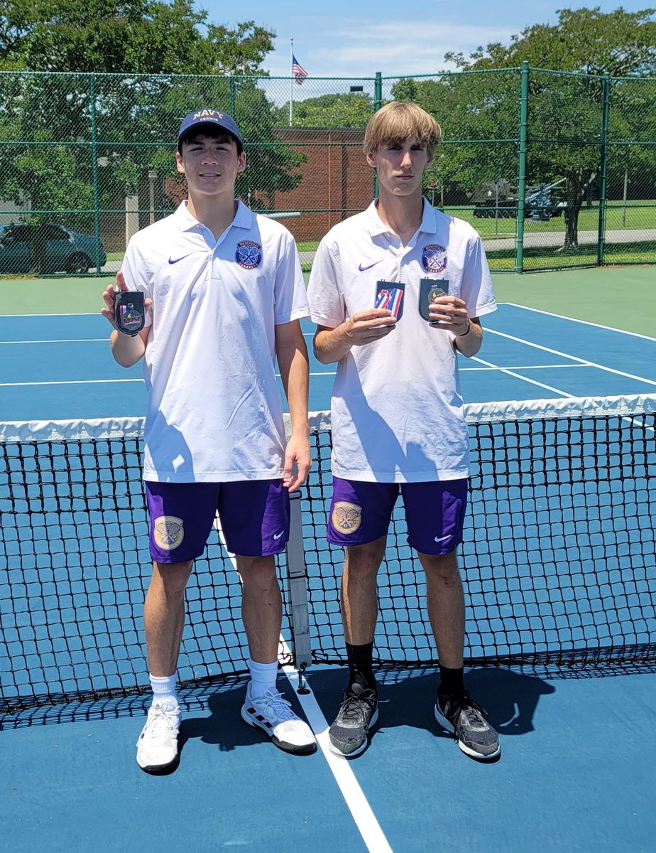 Matthew Onoff, right, of Menchville repeated as the Class 5 Region B singles champion, beating Maury's John Felts (not pictured) 6-3, 6-3. Onoff and Owen Balingit, left, were region doubles runners-up. @757teamz