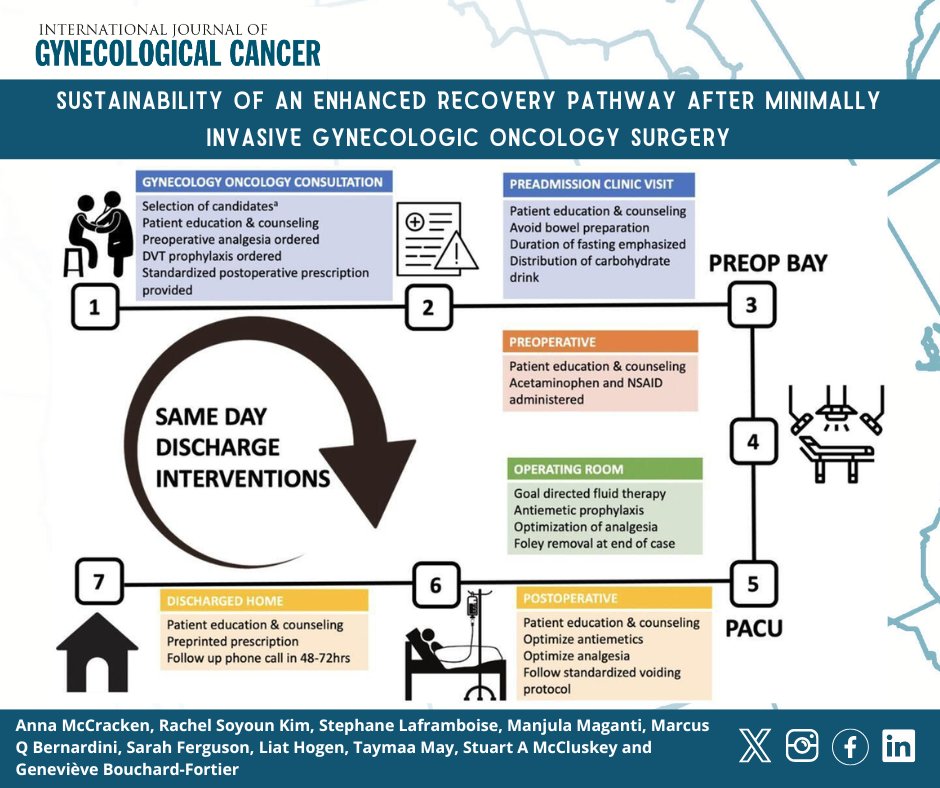 Sustainability of an enhanced recovery pathway after minimally invasive #gynecologiconcology surgery #ERAS
@sy_rachel

🔎 bit.ly/3yy93lU

@pedroramirezMD @HsuMd @JayrajAarthi @AndreFernandes2 @IGCSociety @ESGO_society @ENYGO_official @OncoAlert @IJGCfellows @GynMe4