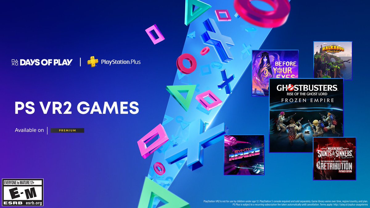 The @PlayStation Days of Play starts tomorrow! $100 off #PSVR2 headsets and the games in the image below come to PlayStation Plus Premium on June 6th!

#VR #VirtualReality #PlayStation #PlayStation5 #PS5 #VRGaming
