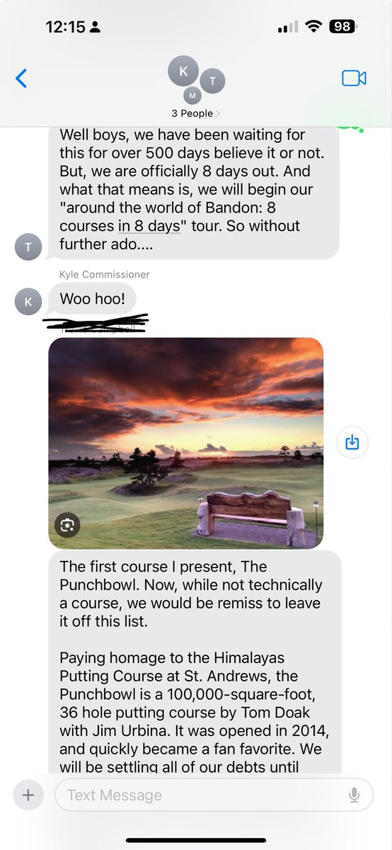 Couldn’t think of a better text to get this morning then reminding me that we are a week away from our semi annual bandon dunes golf trip !
