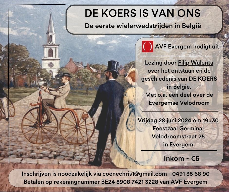Lecture: The first #cycling races in #Belgium (1868-1869) on Friday, June 28 at 19h30, in Evergem.
#sporthistory #cyclinghistory #gent #brussels
@BramConstandt @faronet @_scifair