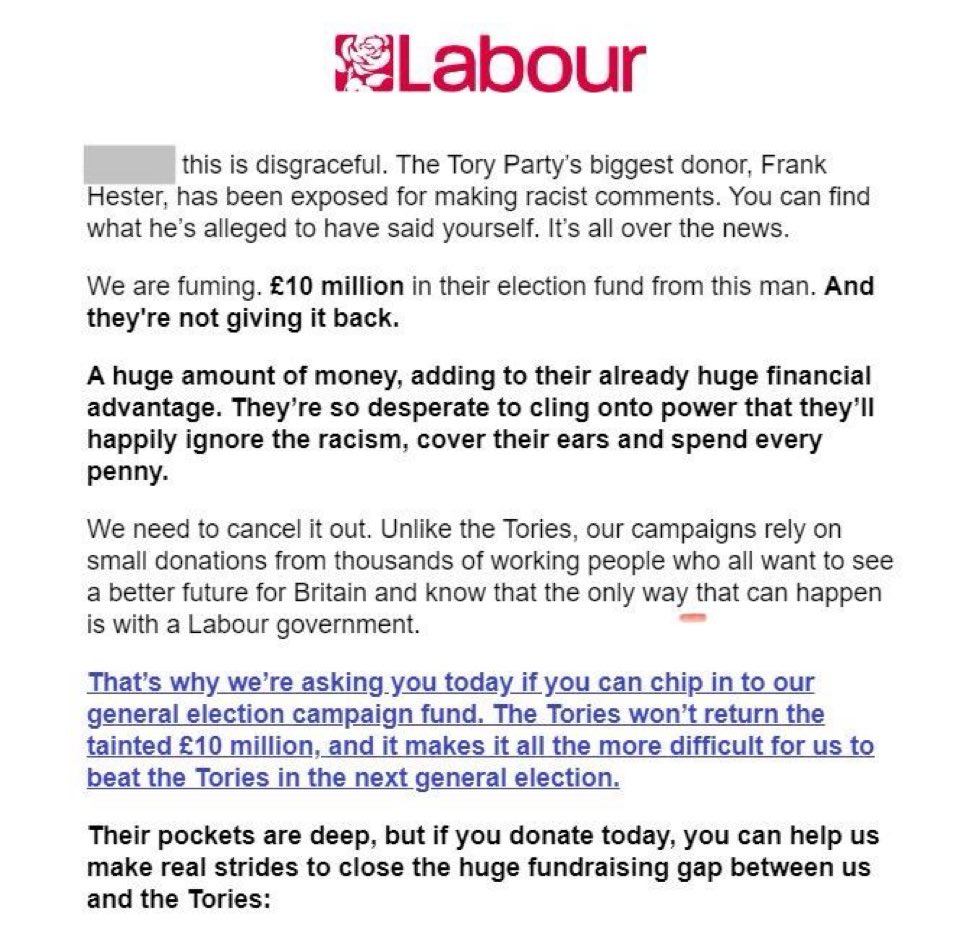 A reminder that Labour used Frank Hester’s racist comments towards Diane Abbott for a fundraising mailshot just a few months ago. The two most immoral organisations in British civil society are the Conservative and Labour parties. It’s why we need PR.