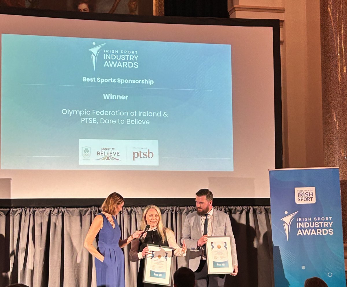 Congratulations to our friends @TeamIreland and @PTSBIreland for winning Best Sports Sponsorship at the @iresport Industry Awards for their Dare to Believe programme! #ISIA24 #SportMatters