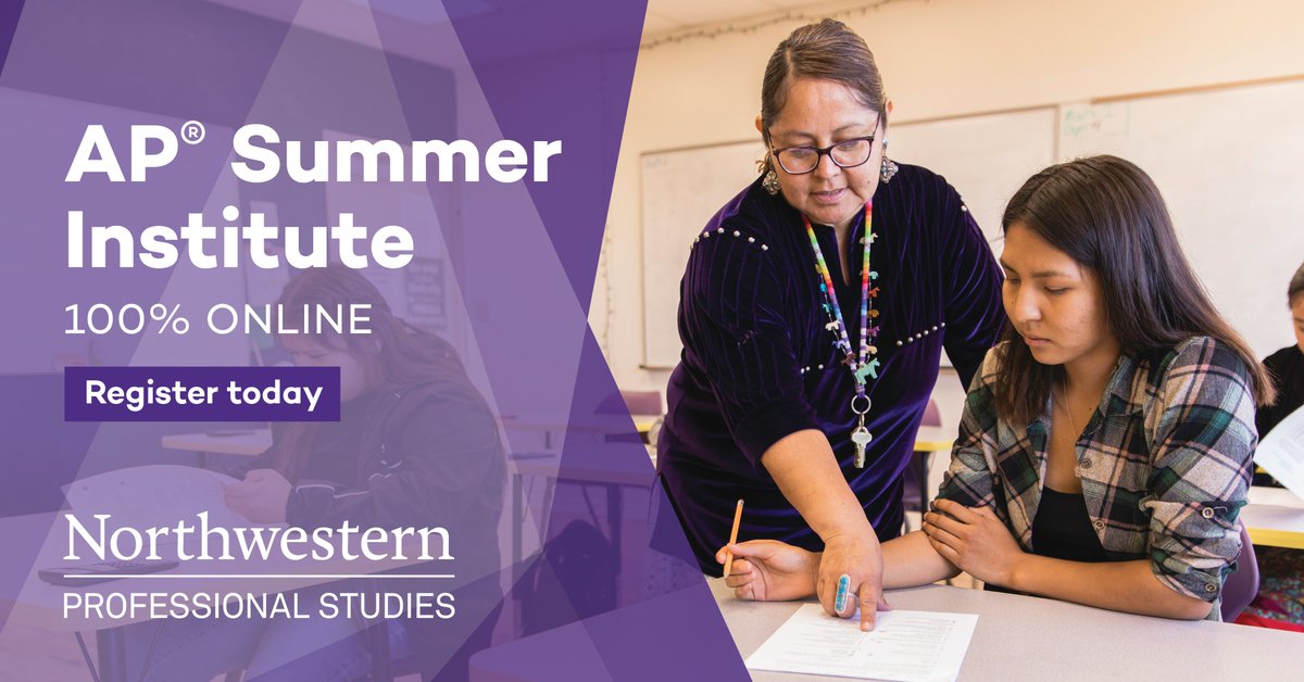 Designed for high school educators, our online Advanced Placement Summer Institute #APSI will expand your teaching skills. Explore workshops in 14 AP course subjects, including English, History, and Calculus AB. Next session starts July 9. sps.northwestern.edu/professional-d…
#APTeacher