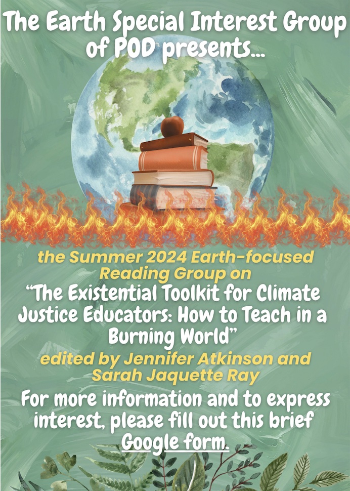 Join us for an #environmentalpedagogy summer reading group on The Existential Toolkit for Climate Justice Educators: How to Teach in a Burning World, ed by <a href="/wrenatkinson/">Jennifer Atkinson</a> and @sjaquetteray For more information and registration: forms.gle/JMdab9uuLeVnqV…