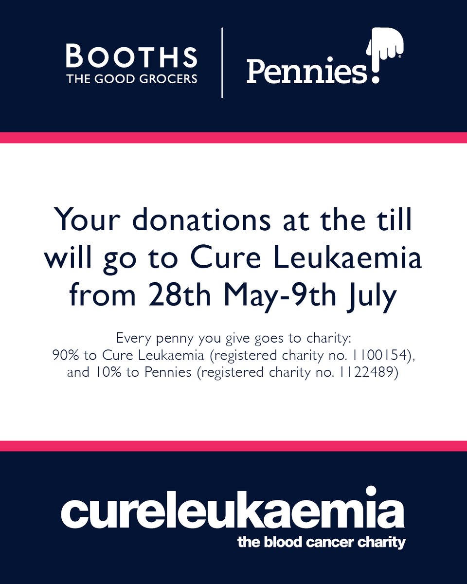 We're marking World Blood Cancer Day by swapping our Pennies donations over to Cure Leukaemia until 9th July! When you shop in store with us and choose to donate, your generosity will help us to continue funding research nurse Denise brnw.ch/21wKdI6