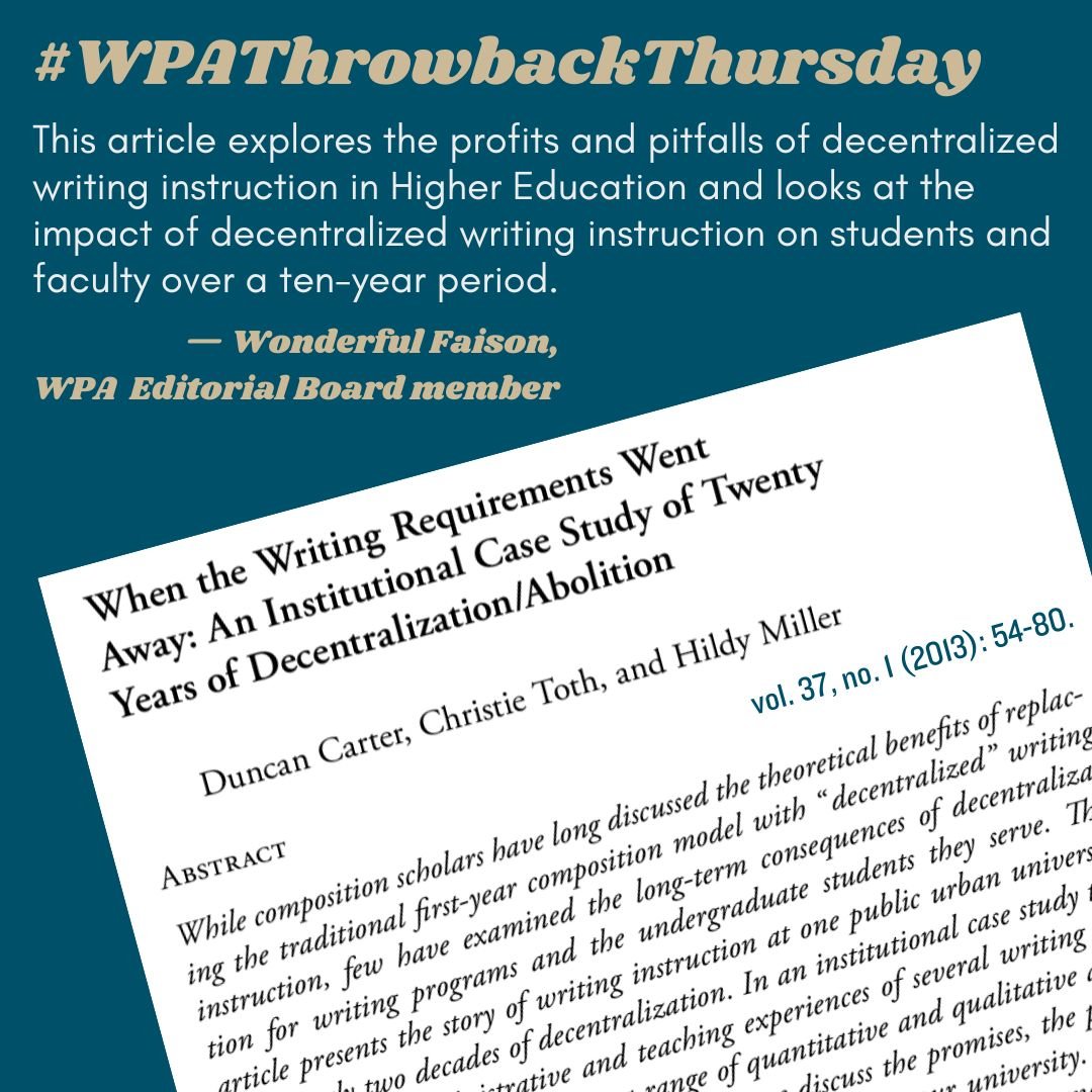 WPA: Writing Program Administration tweet media