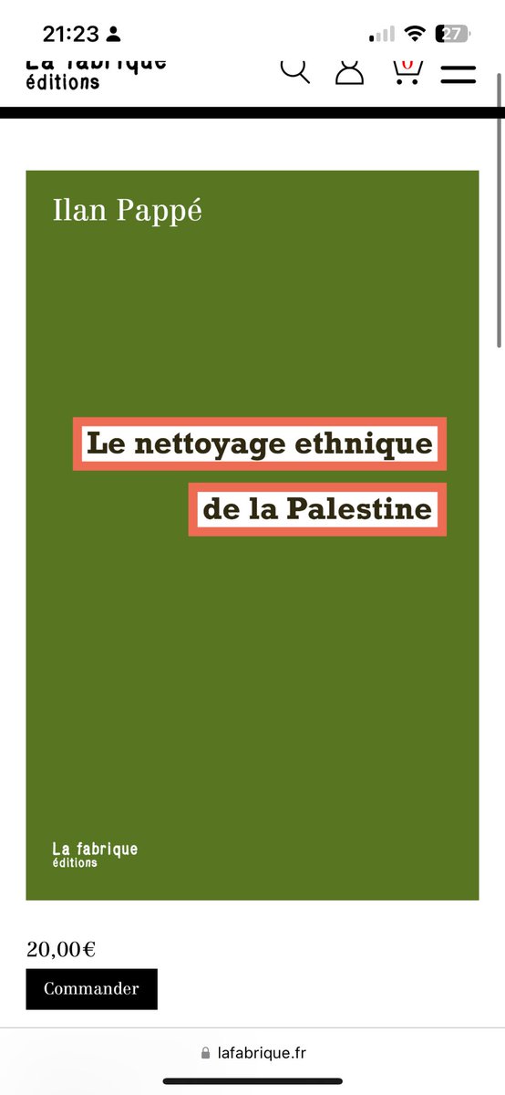 Salut tout le monde, pour ceux qui veulent, il y a un excellent livre qui raconte le nettoyage ethnique que subit la Palestine depuis 1948 (et bien avant) : Le Nettoyage Ethnique de la Palestine par Ilan Pappé, historien israélien

Pour ceux qui veulent s’informer sur le sujet ‼️