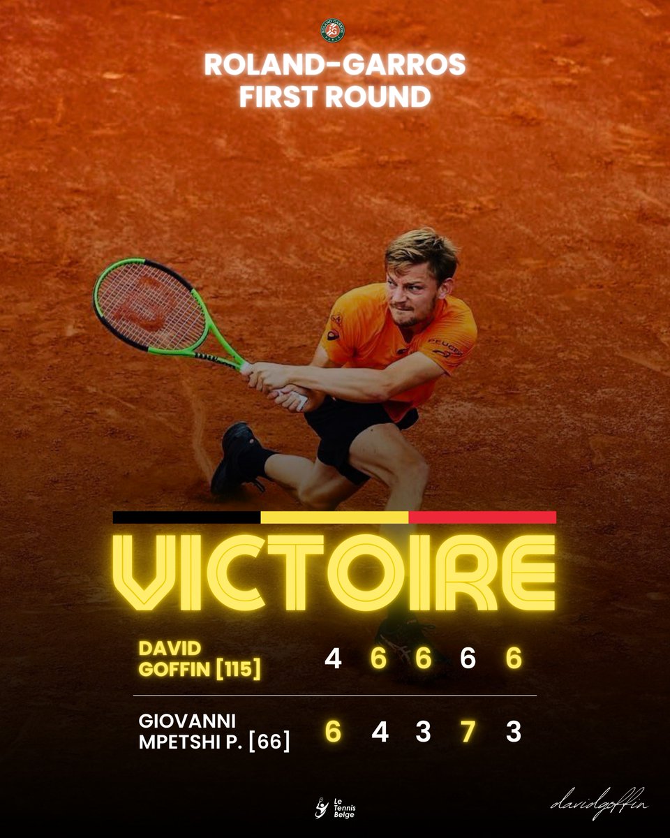 LeTennisBelge's tweet photo. DAVID IS BACKKKKKKK ❤️🏅

C'est magnifiqueeeeeeeeee! Amplement mérité y'a aucun doute là-dessus. Il nous a régalé le boss.  Bien joué Giovanni, mais le GOAT du tennis belge a gagné aujourd'hui. Next Zverev (olalala)

FAITES MOI PÉTER TOUT ÇA!!!!!!!

#RolandGarros | 🇧🇪 https://t.co/TKVvBgyyjO
