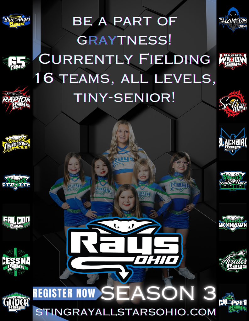 LetsGoRaysOH's tweet photo. Dont settle for teams your athlete should’ve been on- we have teams for everyone! Register now to see what season 3️⃣ is all about!! 🤩💙💚 

#TheStingrayAllstarsOhio #OneofaKind #theBESTkind #RAYSthestandard #MOREthanagym #BIGgymbiggerFAMILY https://t.co/CcV1t5mk86