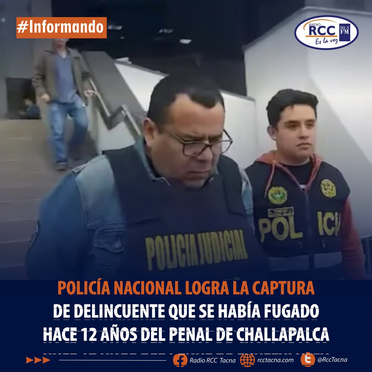 🎙📱#RCCinformando
Luego de 12 años de búsqueda, personal policial logro la captura de Jaime Alfonso Gómez Palomino, cuando intentaba tramitar su pasaporte en la sede de Migraciones. 

Encuentra la nota completa aquí 🔻
rcctacna.com/noticias/polic…