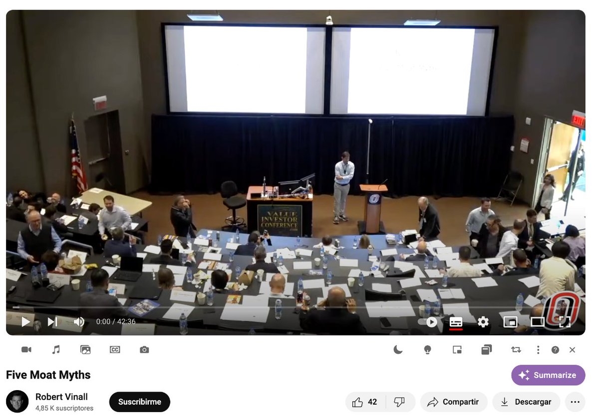 WorldStockss's tweet photo. Rob Vinall acaba de subir un video de su presentación en Omaha.

➡️ 5 MITOS sobre las VENTAJAS COMPETITIVAS.

¡El video dura 42 MINUTOS! 😮‍💨

Yo te lo voy a RESUMIR en 2 MINUTOS.

Hilo 🧵 https://t.co/y8F8TGQu0o