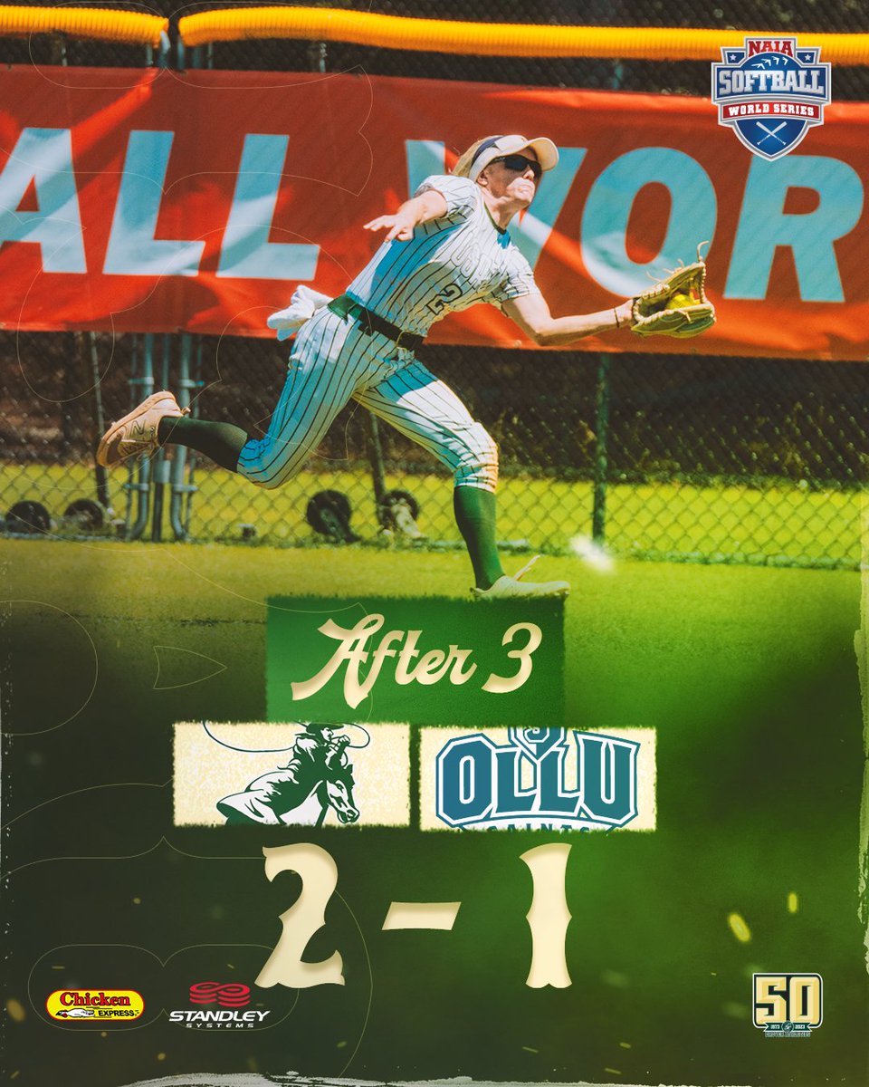 🔼4⃣: After three innings, #6 USAO holds a 2-1 lead against #1 OLLU! 📊/📺: usaoathletics.com/composite #DroverNation🐎 x #BleedGreen