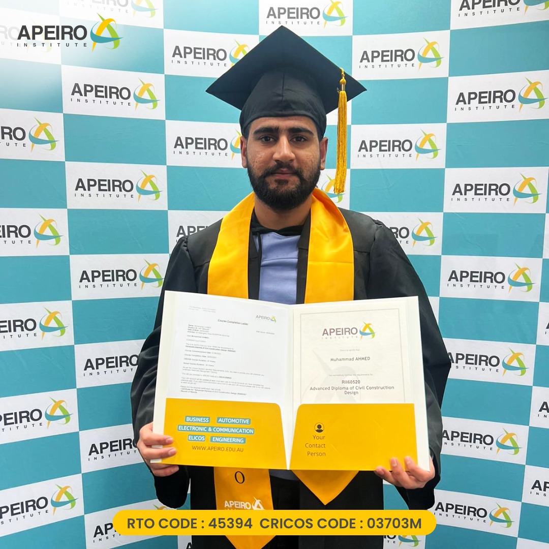 #Congratulations, Mr Muhammed Ahmed, on achieving your Advanced Diploma of Civil Construction Design!  Your dedication and hard work have truly paid off. 
We wish you all the best in your future endeavours as a #CivilConstructionDesign professional! 

#Apeiro #ApeiroInstitute