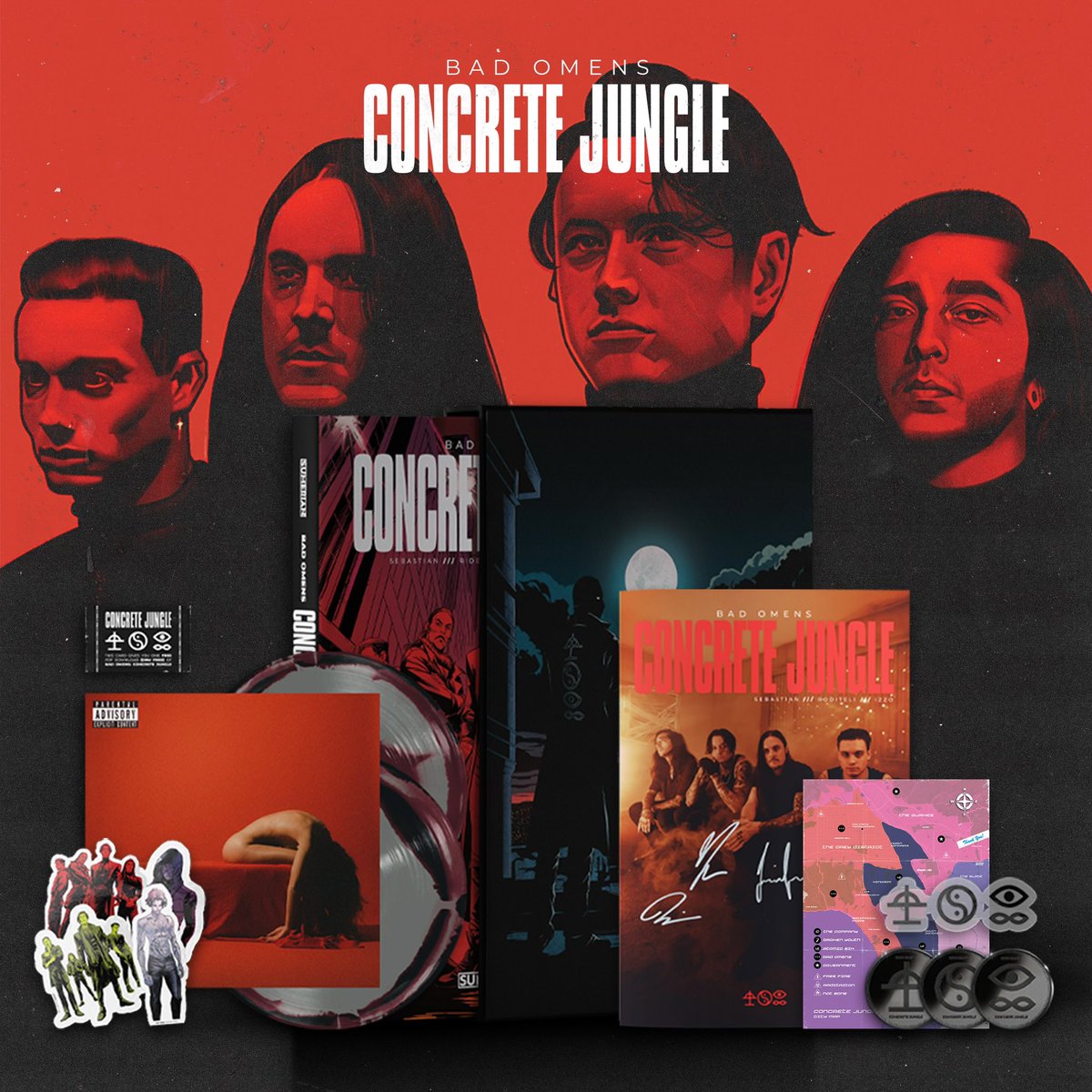 CONCRETE JUNGLE VOL. 1 BUNDLES AVAILABLE NOW FOR THE FIRST TIME. VOL. 1 CONTAINS THE FIRST ARC OF OUR COMIC BOOK SERIES ‘CONCRETE JUNGLE’. LIMITED QUANTITIES AVAILABLE NOW: sumerian.ink/products/bad-o…