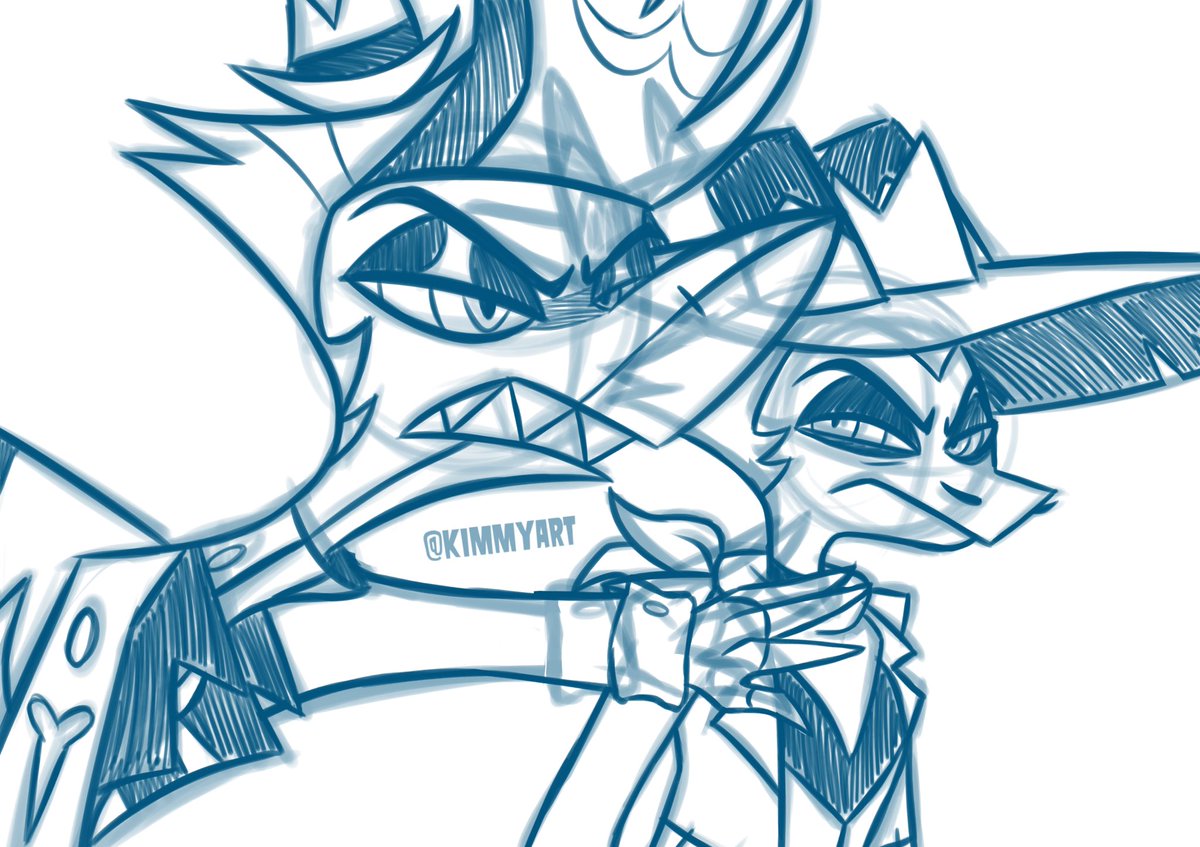 kimmy_art's tweet image. Another WIP Straz

Let him cook meme but with Striker and Chaz

#helluvaboss #straz