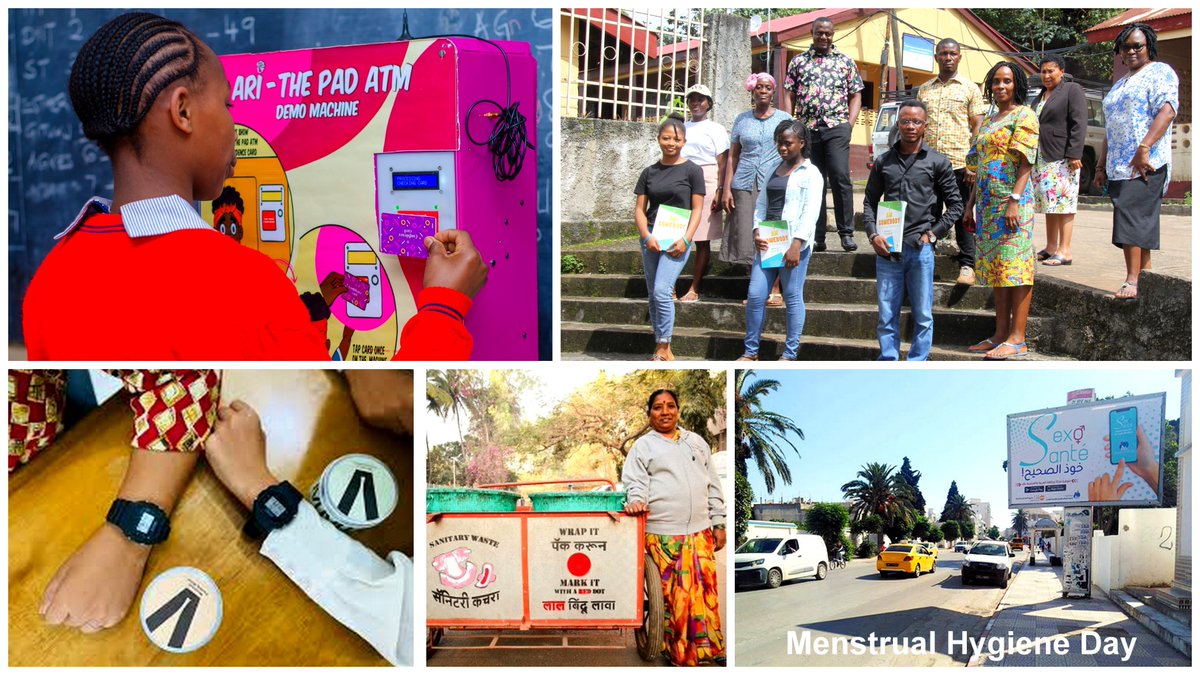 #MenstrualHygieneDay reminds us that everyone has the right to access menstrual products. @UNFPA's innovative initiatives like 'Menstrual Waste Management' (India), 'I am Somebody' (Sierra Leone), 'Sexo Santé' (Tunisia), & 'Ari The Pad ATM' (Kenya) are making a global impact! 🌍