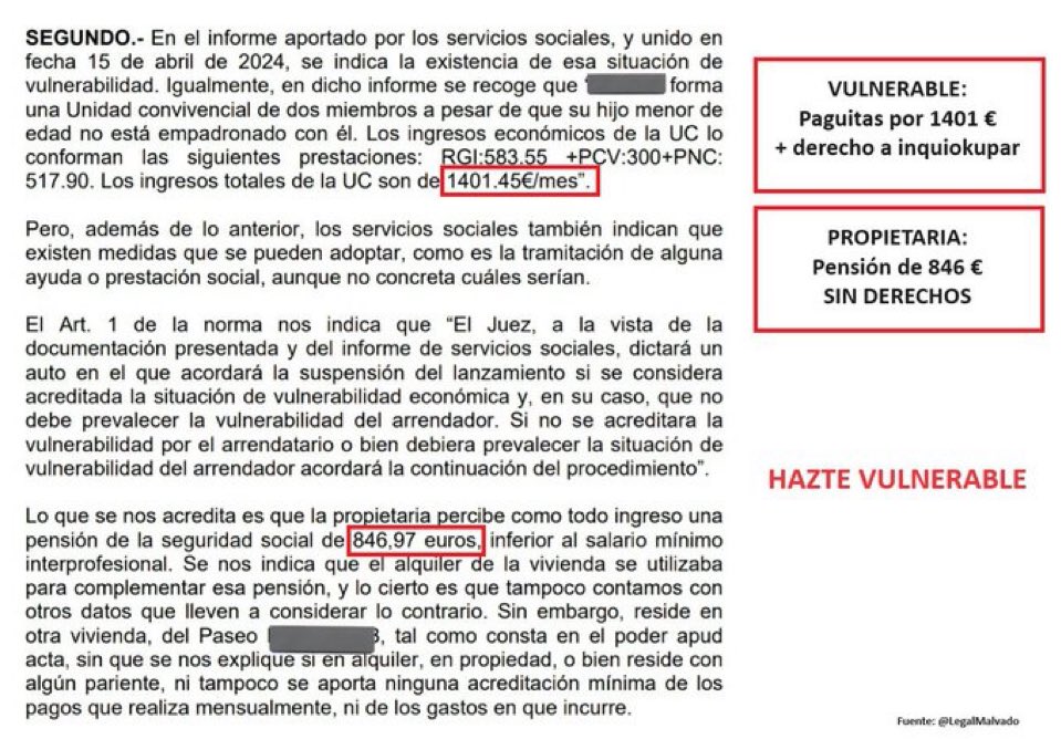 La asociación contra la okupación @leyantiocupas denuncia los efectos perjudiciales del decreto antidesahucios 11/2020 y la ley de Vivienda de Sánchez: Hay propietarios jubilados que tienen que sobrevivir con su pensión porque inquilinos morosos que les doblan en ingresos llevan