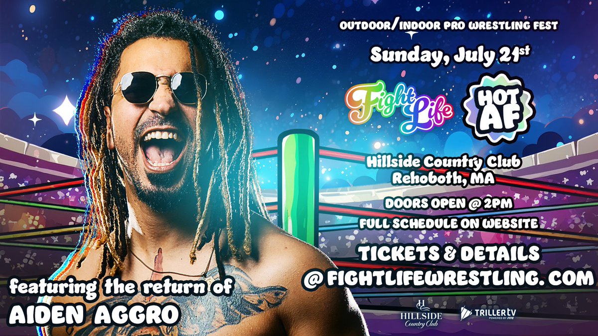 FightLifePW's tweet image. ☀️HOT AF SUMMER FEST TALENT DROP☀️

- Alec Price
- Aiden Aggro
- Ariel &amp;amp; BMT
- Delmi Exo

Sun. July 21st | Rehoboth, MA

🐦 Early Bird Price Ending SOON!
🚫Front Row VIP SOLD OUT
⚠️2nd Row VIP 50% SOLD OUT
🔗 FightLifeWrestling.com

More Details ↗️