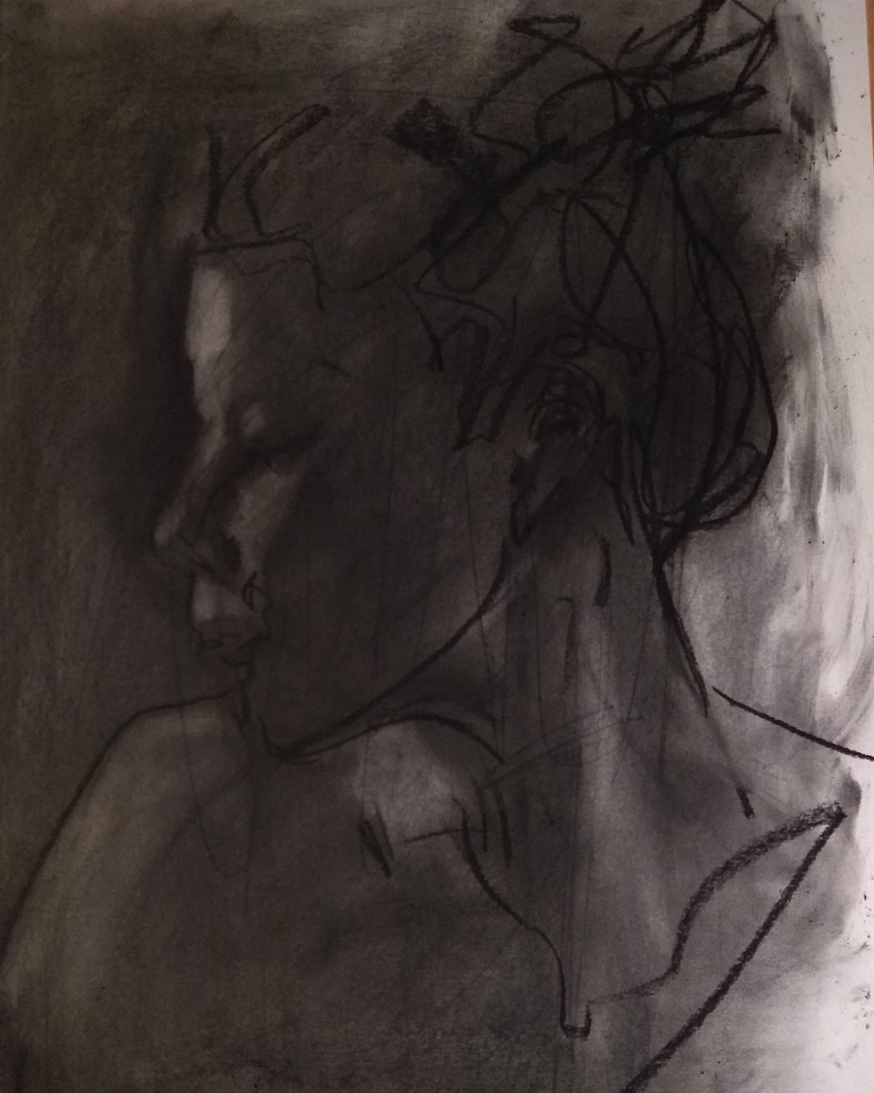 Self portrait in charcoal.