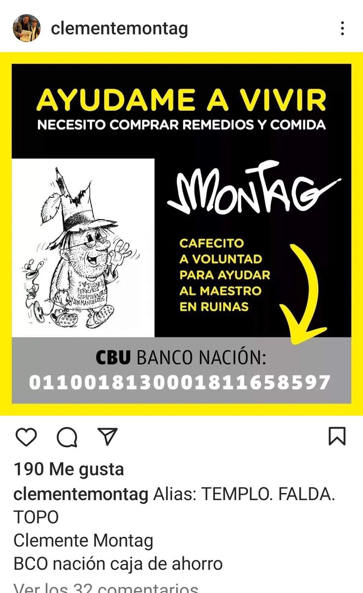 "Patoruzú": 

Porque el dibujante Clemente Montag (Patoruzú y Súper Hijitus) está pidiendo donaciones para vivir.